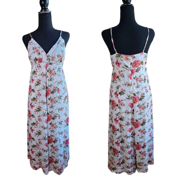 🦃American Eagle Floral Jumpsuit Size 4 White Pink Floral Feminine Easter Spring - Picture 1 of 16